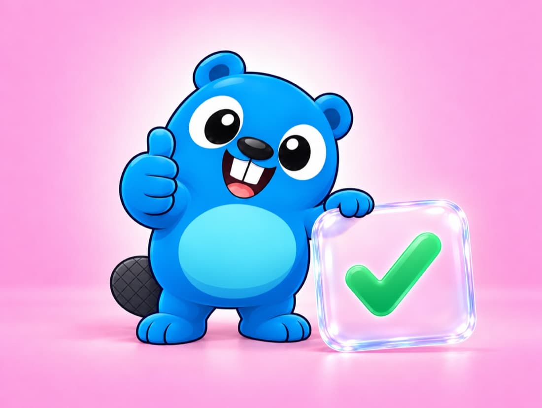Otto giving a thumbs up next to a green check mark